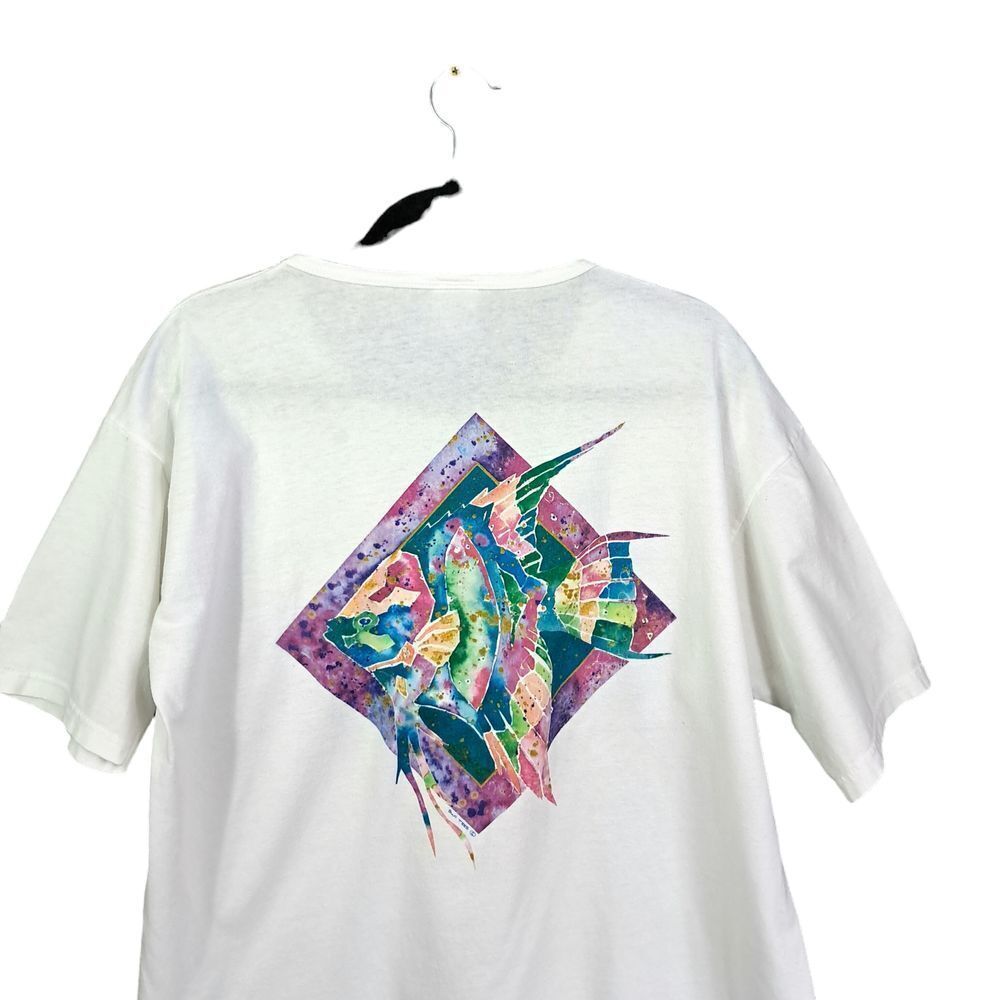 Vintage Anvril Maui Shirt Women XL White USA Sun Tees Y2K Colorful Vacation Fish - Picture 5 of 13